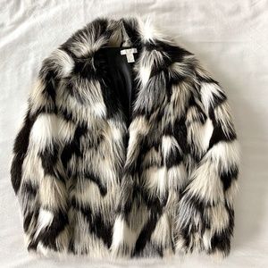 EUC H&M Multi Color Faux Fur Jacket w/ Pockets